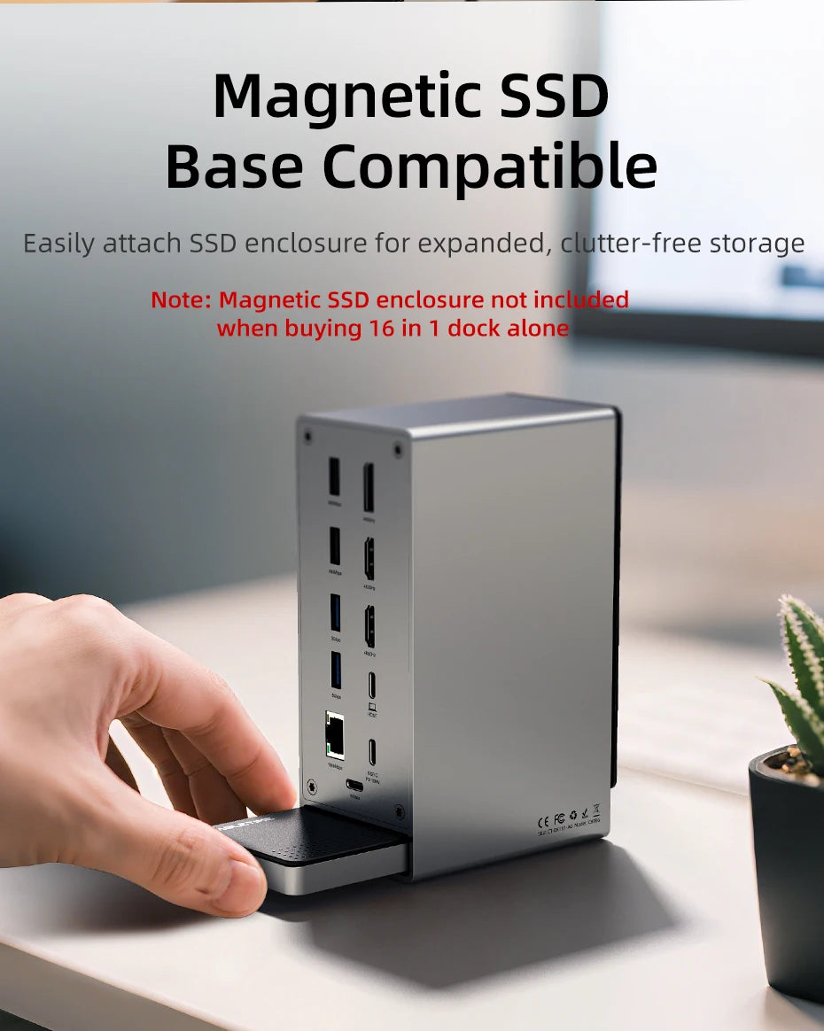 16-in-1 USB-C & USB-A Docking Station – HDMI VGA RJ45 Card Reader Hub for Laptop & Steam Deck