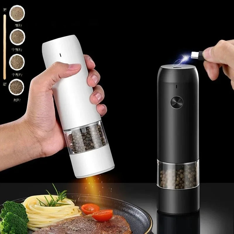 Rechargeable Electric Salt & Pepper Grinder – Adjustable Coarseness with LED & USB-C