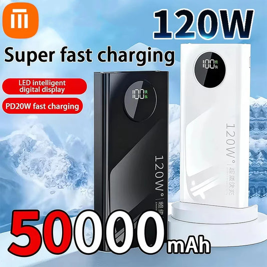 120W Super Fast Charging Power Bank 20000mAh – Built-in Cables, LED Display, PD Quick Charge