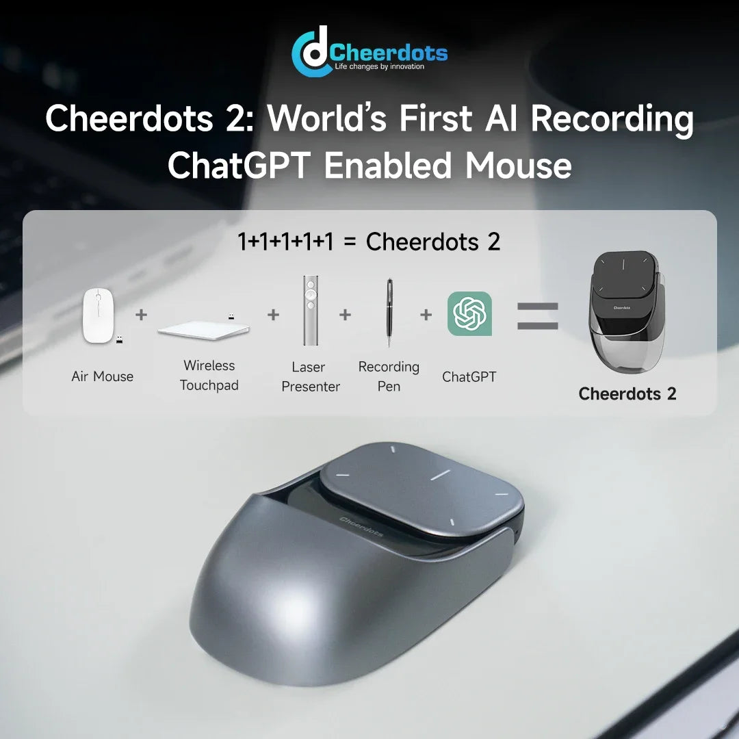 Ostar Yeah Cheerdots 2 AI Air Mouse – Bluetooth Wireless Presentation Remote with AI Recording & ChatGPT