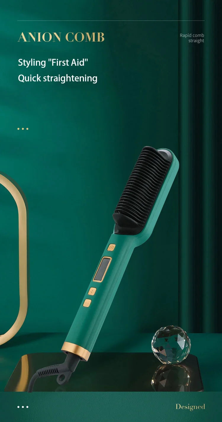 Thermostatic Hair Straightener Comb – 3-Minute Fast Styling Ionic Hot Brush