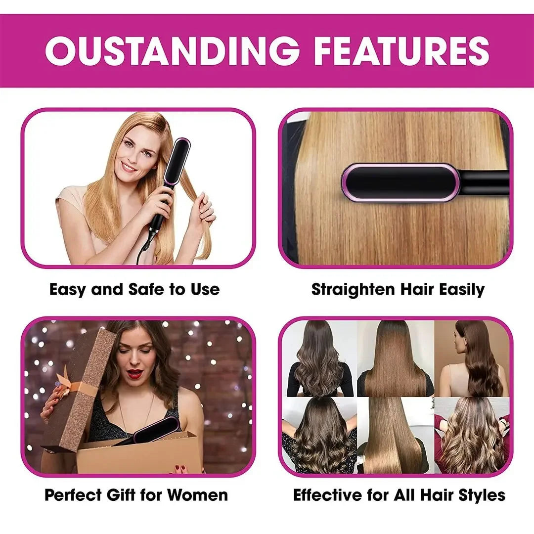 Thermostatic Hair Straightener Comb – 3-Minute Fast Styling Ionic Hot Brush