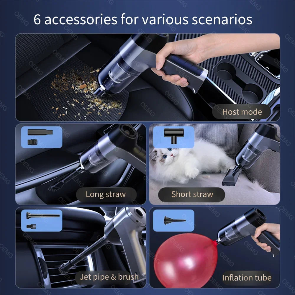 CENRR Handheld Vehicle Vacuum Cleaner – Brushless Motor, Multi-Nozzle Car & Home Cleaner