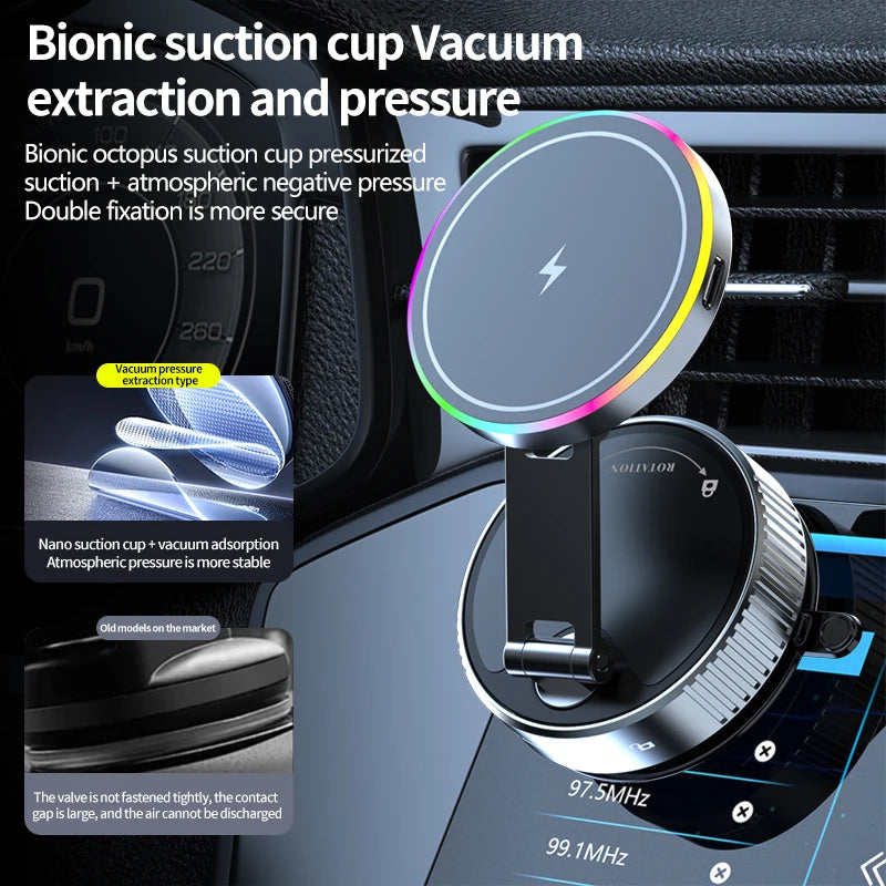 Aluminium Magnetic Car Holder with Wireless Charging – iPhone Compatible
