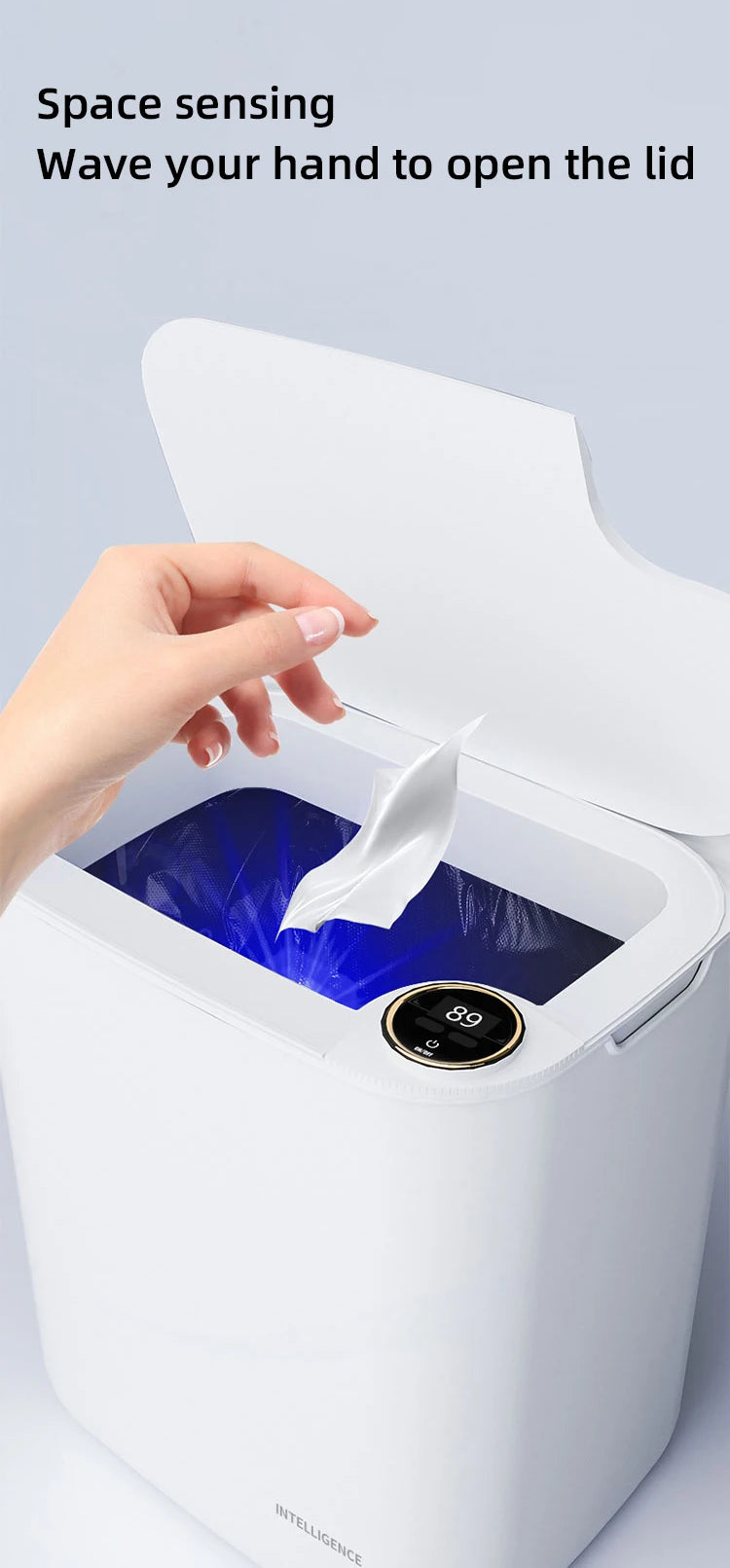 18L/20L Automatic Smart Trash Can – IPX5 Waterproof, Antibacterial Lamp, Long Battery Life