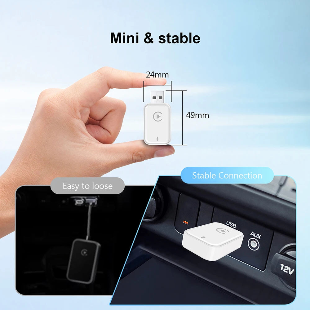 Wireless Android Auto & CarPlay Adapter – Wired to Wireless Smart Box USB Plug & Play with WiFi Auto Connect