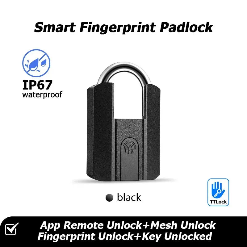 YRHAND 916 Smart Fingerprint Padlock – TTLock Bluetooth App, IP66 Keyless Security