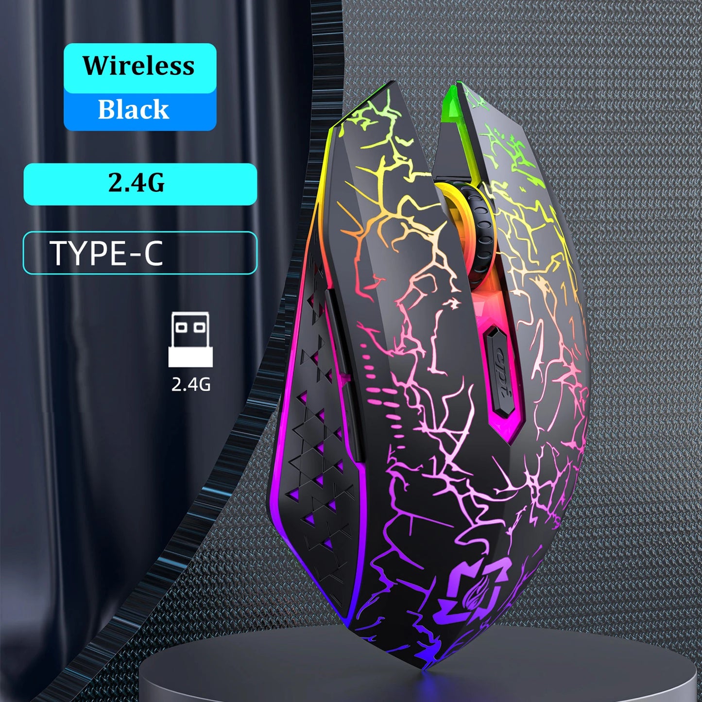 Bluetooth 5.2 & 2.4G Wireless Gaming Mouse – Rechargeable, Silent Click, 6-Button