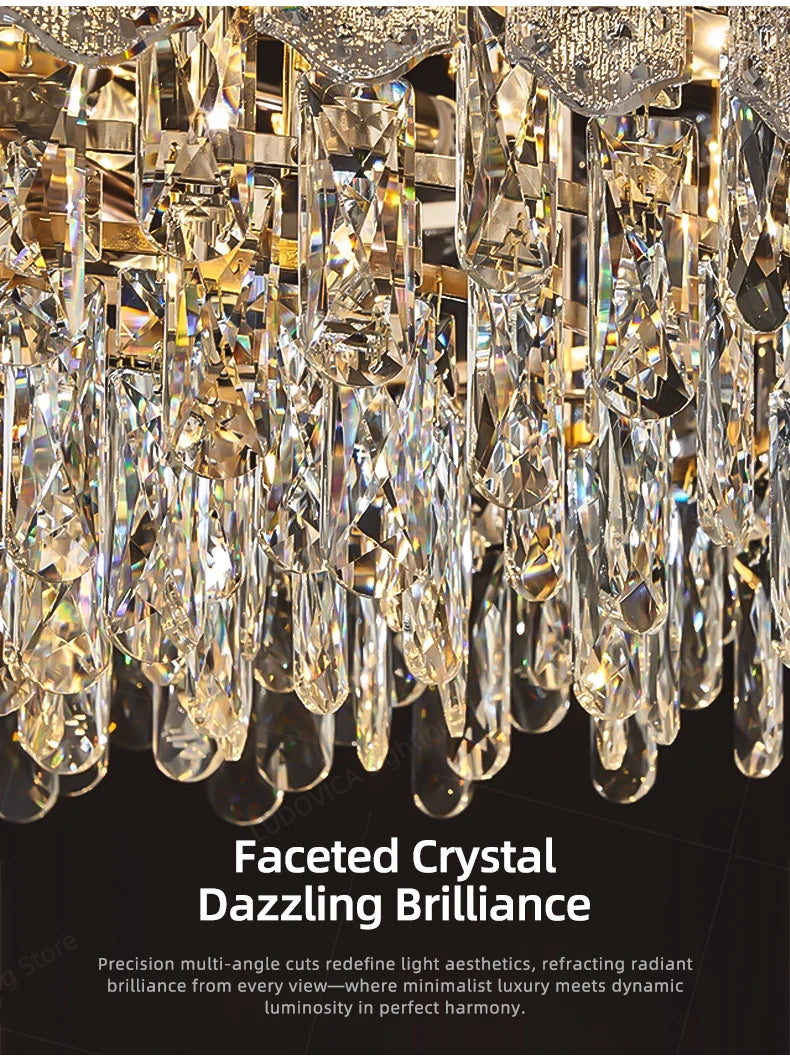 LUDOVICA Crystal LED Chandelier | Elegant Pendant Light for Bedroom & Dining