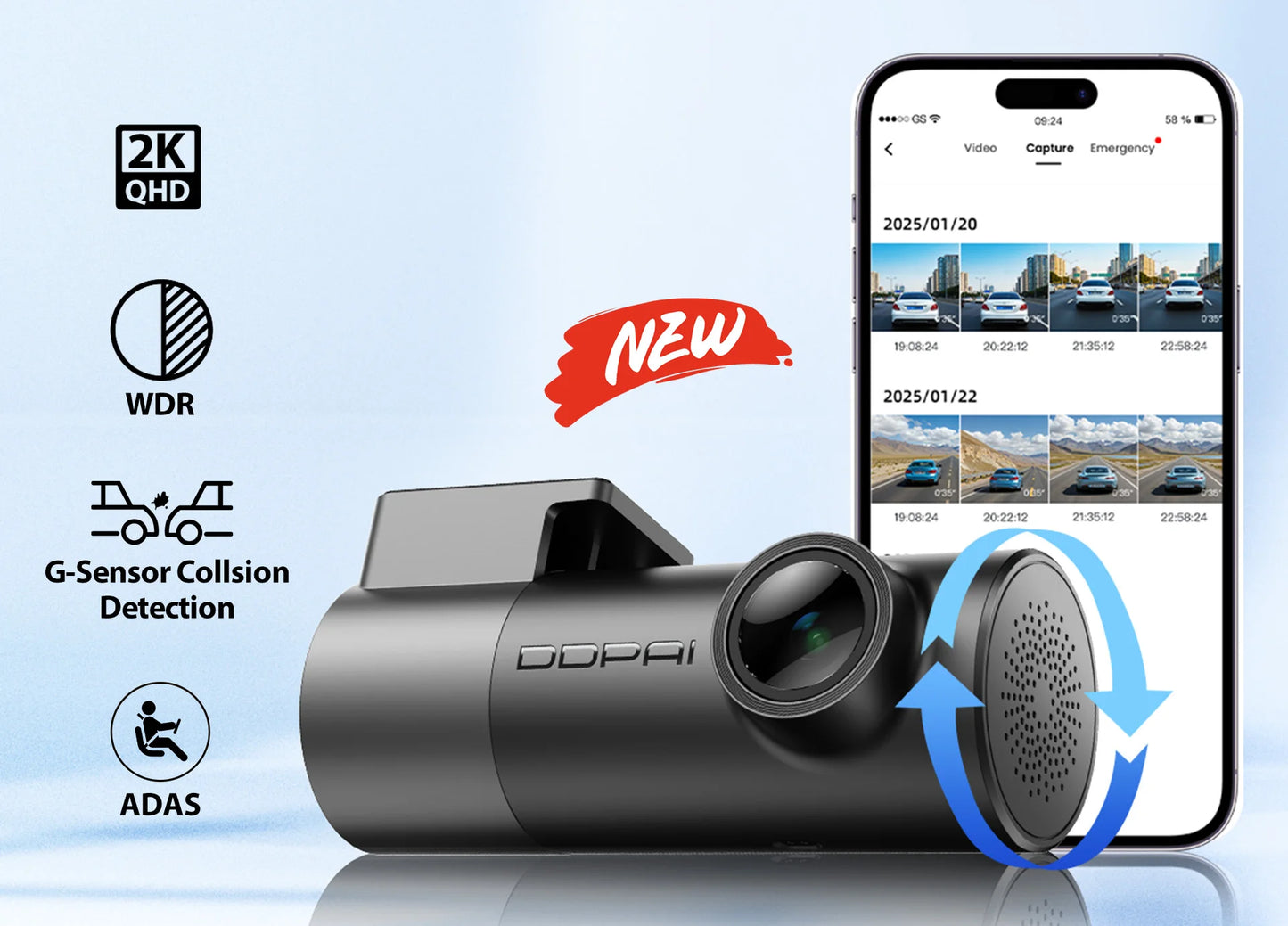 DDPAI Mini Pro 2K Dash Cam – 1440P WiFi Car DVR with Night Vision & Parking Monitor