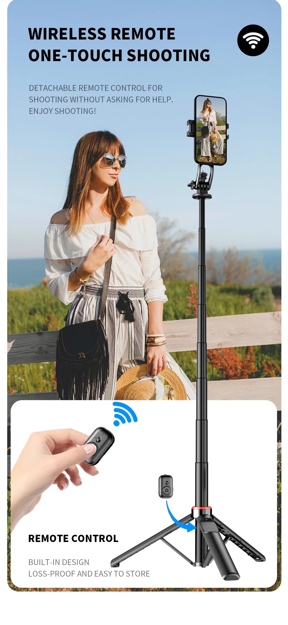 Magnetic Bluetooth Selfie Stick Tripod with Remote – Selfieshow C20
