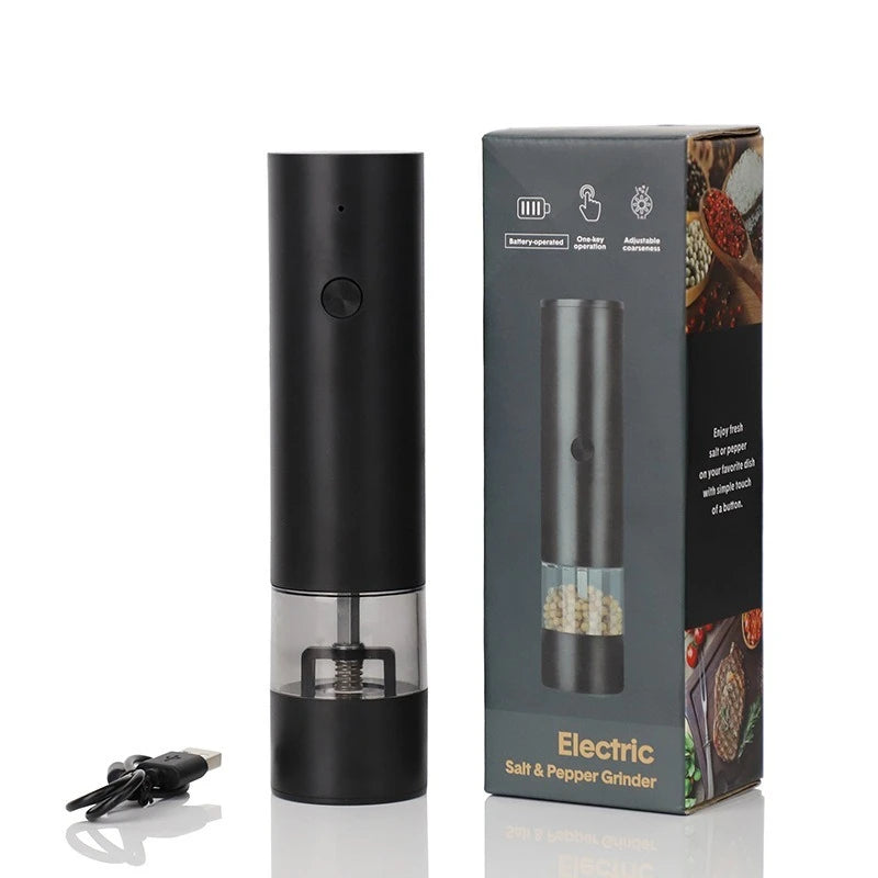Electric Salt & Pepper Grinder – USB Rechargeable Automatic Spice Mill with Adjustable Grind
