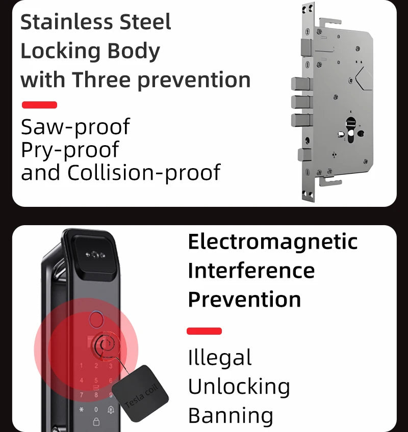 Wishome W-F9 Smart Face Recognition Door Lock with Camera & HD Screen – WiFi Fingerprint Lock