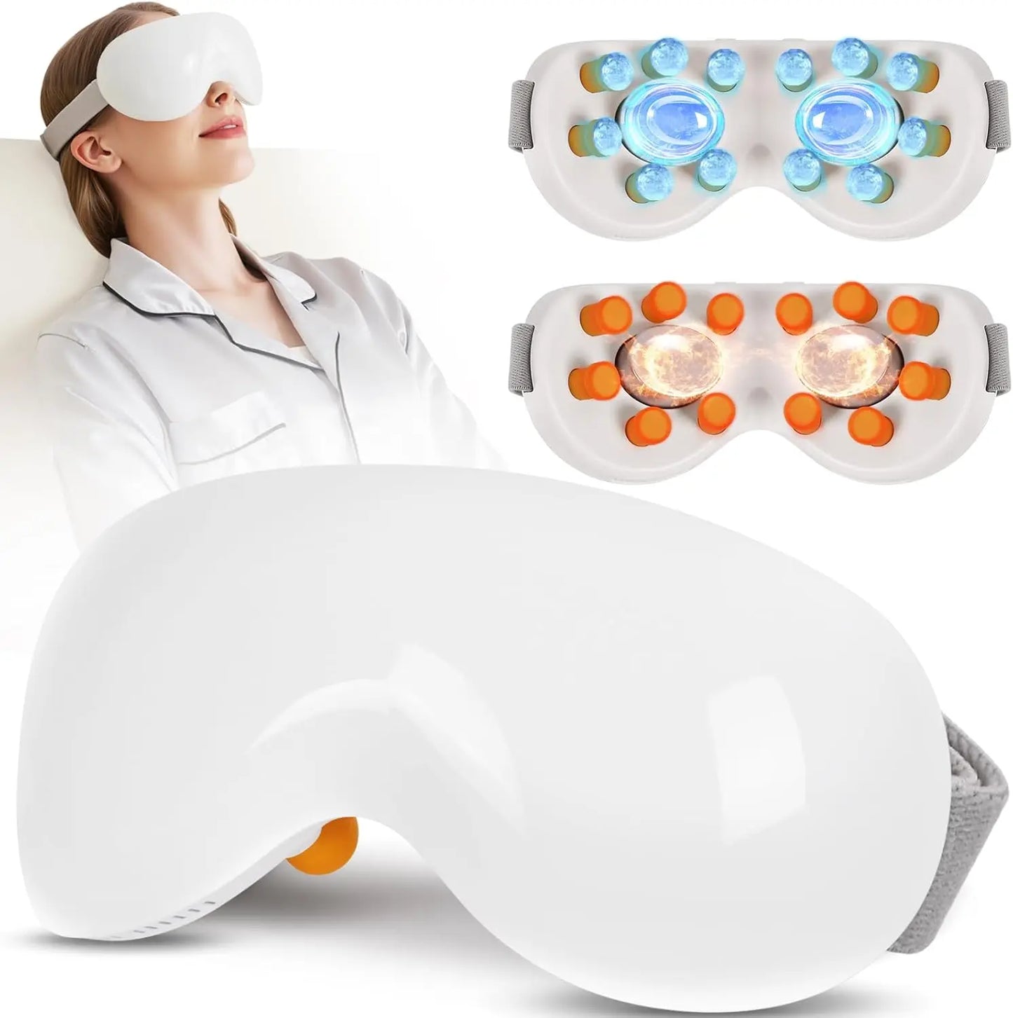 VIMYSHOW Heat & Cool Eye Massager – 12 Node Acupressure with Bluetooth Music