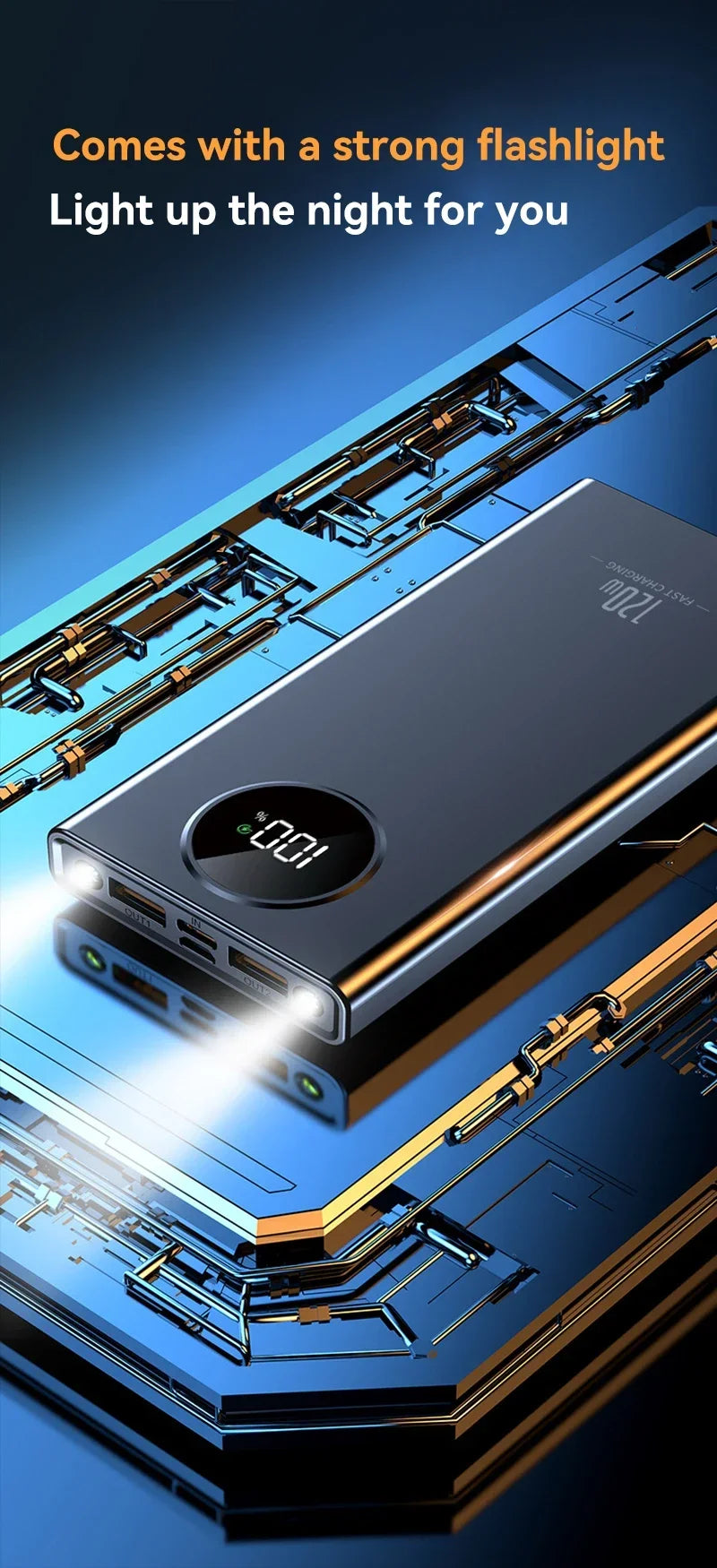 120W Ultra-High Capacity Power Bank 80000mAh – Fast Charging with Digital Display