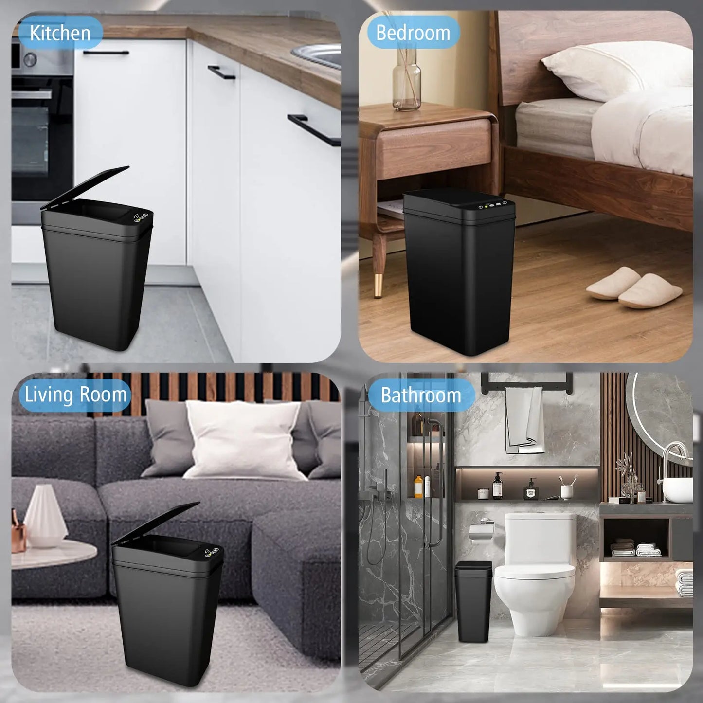 12L Smart-Style Sensor Trash Can – Space-Saving Automatic Waste Bin for Bathroom & Kitchen