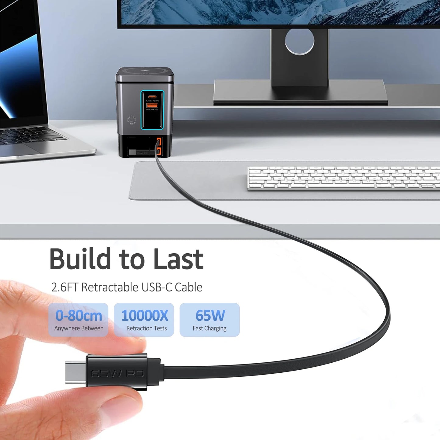 6-in-1 65W Multifunction Magnetic Wireless Charging Station for iPhone Watch AirPods USB-C