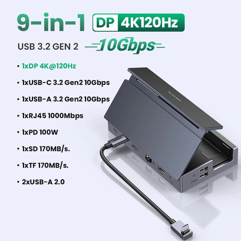 9-in-1 Steam Deck Docking Station – 4K@60Hz HDMI, 10Gbps USB-C, 100W PD Stand