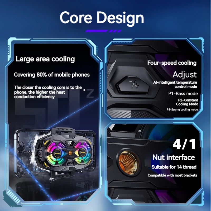 K32 Smartphone Cooler | Dual-Core Radiator, Digital Temperature Display & RGB