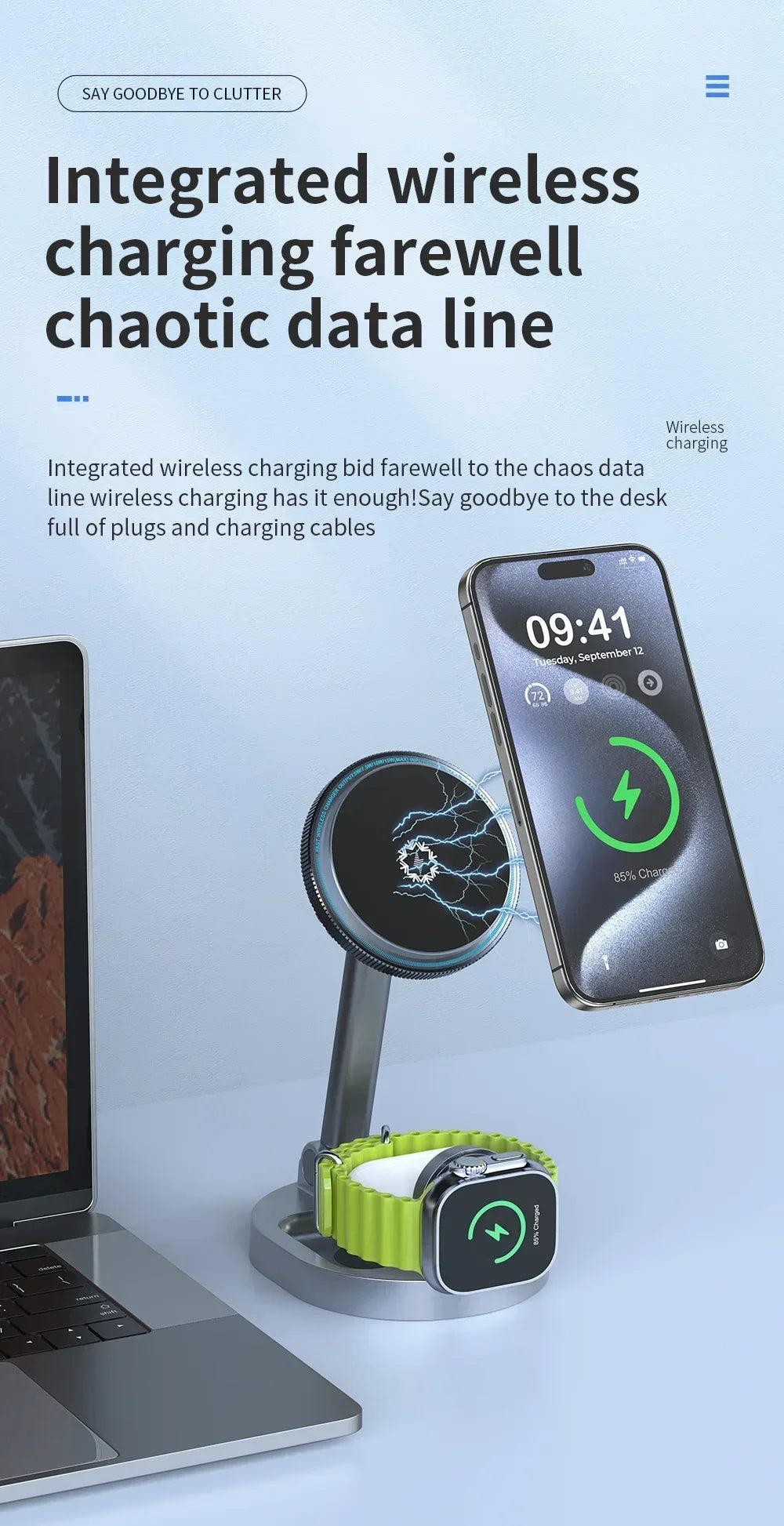 VIKEFON Magnetic Wireless Charger Stand + Phone Cooling Radiator (Apple Devices Only)