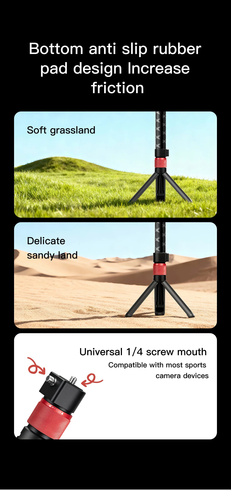 Multifunction Selfie Stick Handle Tripod Bundle for Action Cameras