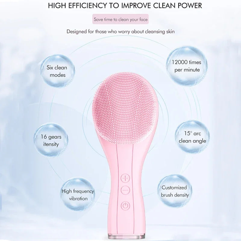 Windaily Rechargeable Silicone Facial Cleansing Brush – IPX7 Waterproof Deep Clean Vibration Tool