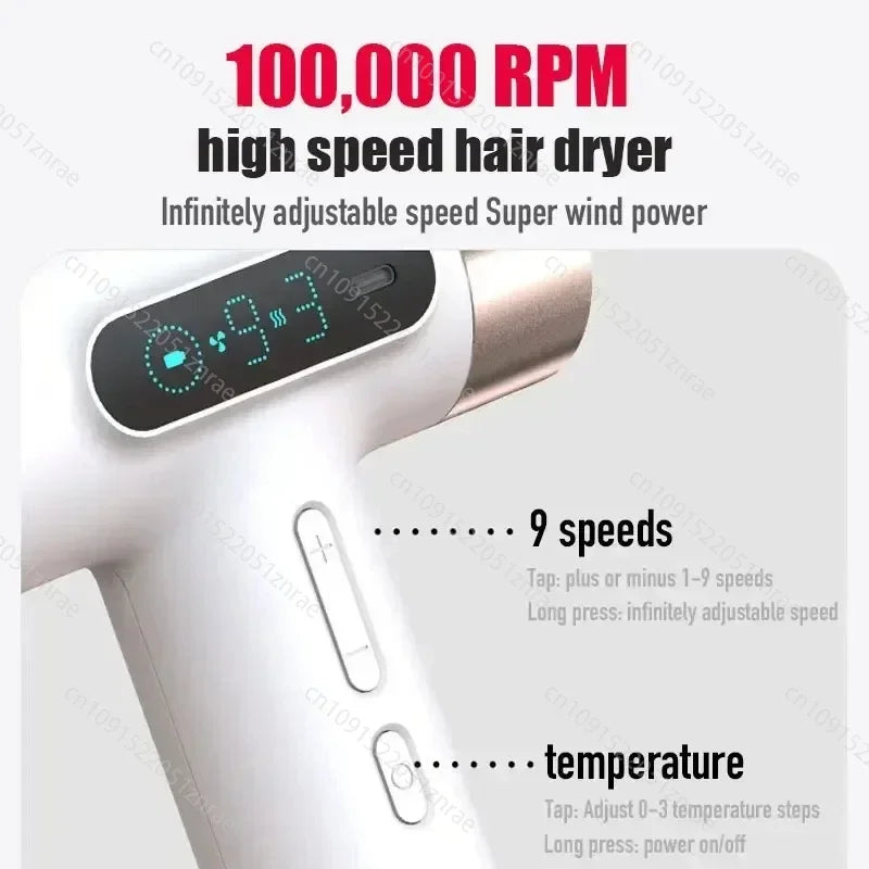 CHUBAN Wireless Hair Dryer – 100000RPM High Wind, USB-C Rechargeable