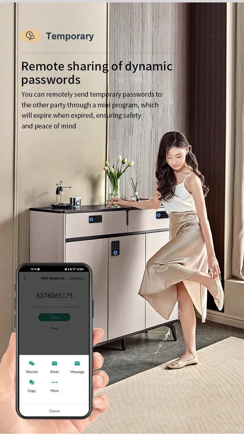 LUCKING DOOR Tuya Smart Fingerprint Cabinet Lock – Bluetooth App, Password & Key Unlock