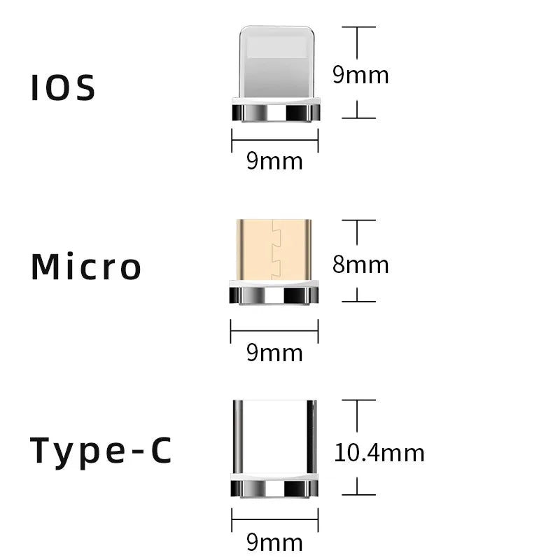 5PCS Magnetic Cable Plug Set – 7-Pin Fast Charging Adapter Tips (Lightning / Type-C / Micro USB)