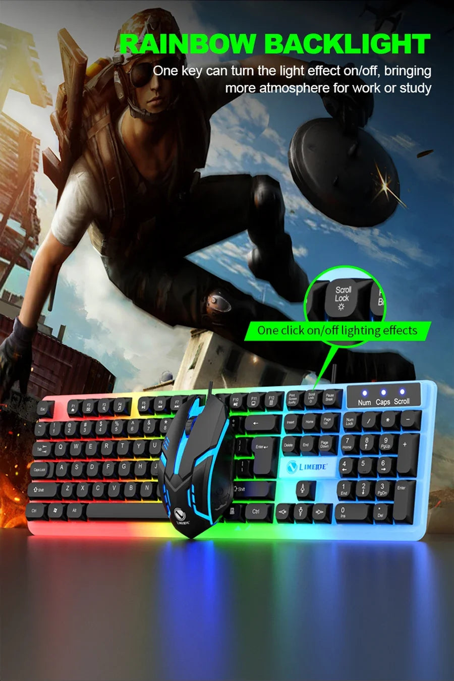 Full-Size 104 Keys Wired Keyboard – Splash-Proof USB Keyboard for PC & Office