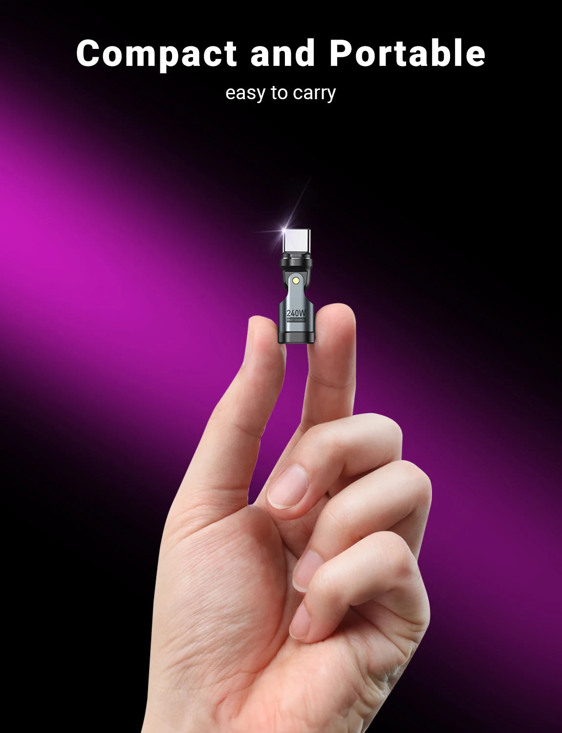 Magnetic Type-C Adapter 9-Pin | PD 240W Fast Charge & Data Transmission