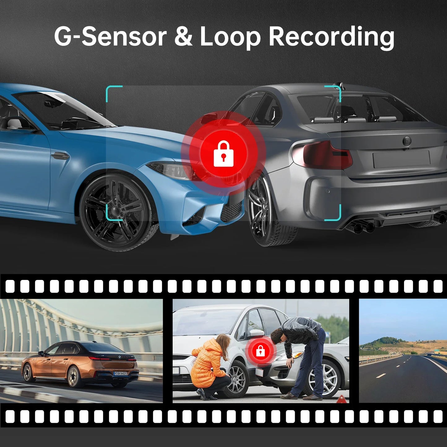 Sameuo U2000 4K Dash Cam – Front & Rear Car DVR with WiFi, Night Vision & Parking Monitor