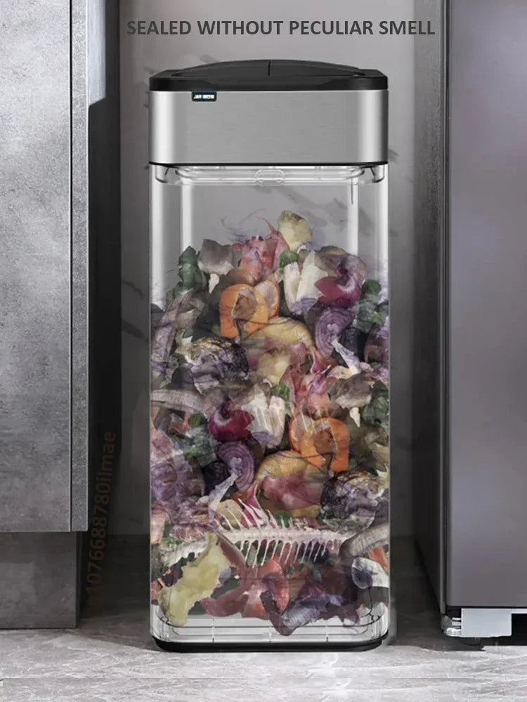 mart Stainless Steel Trash Can 20–60L – Touchless Sensor Kitchen Bin with Wheels