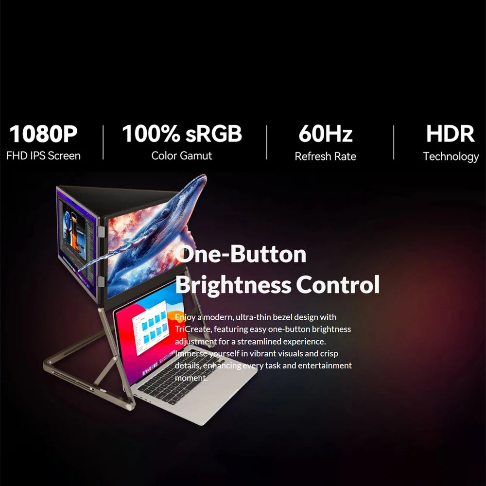 Rospider TriCreate Triple Screen Display Solution | IPS Full HD | Single-Cable Multi-Monitor Support