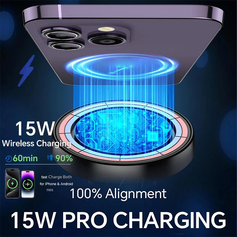 30W Magnetic Wireless Car Charger with Cooling Fan – Qi Fast Charging for iPhone