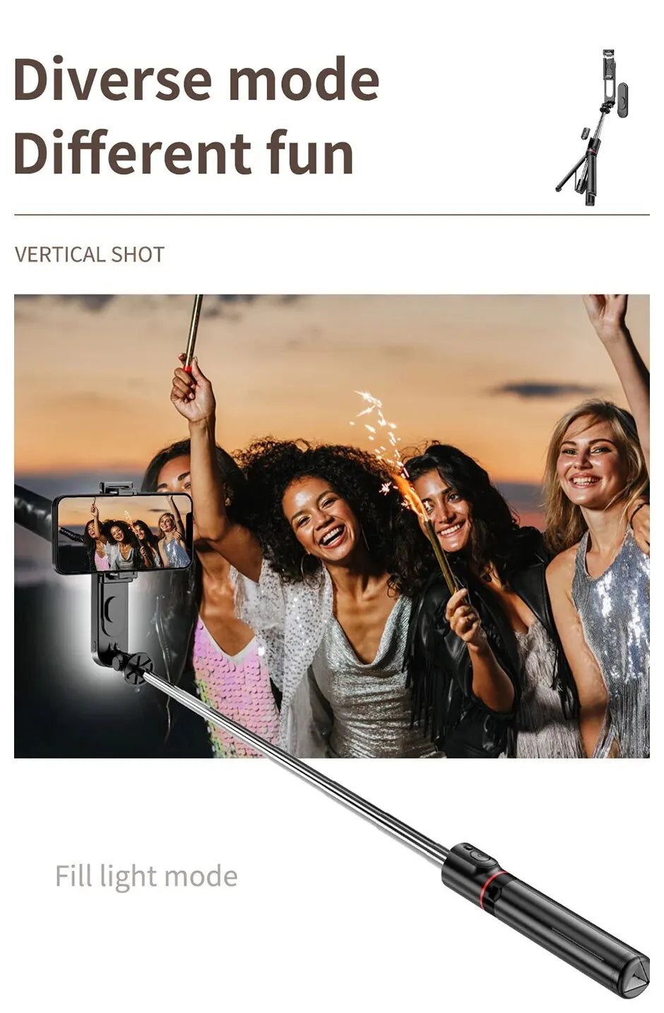 L15 Foldable Bluetooth Selfie Stick with Wireless Remote