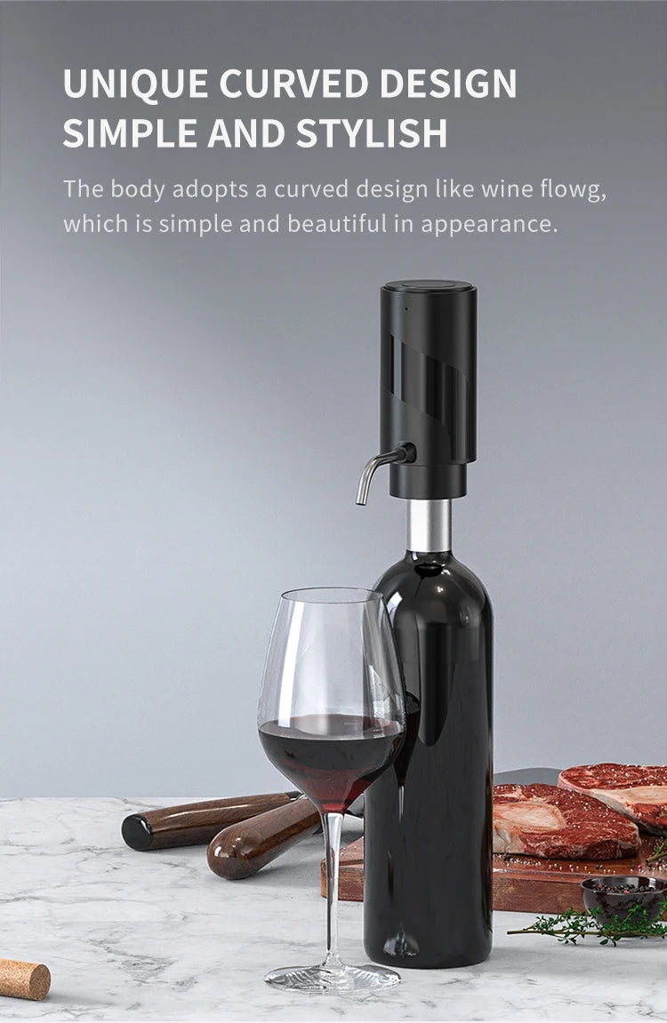 FLYMUYU Electric Wine Aerator Dispenser – USB-C Rechargeable One-Touch Automatic Wine Decanter