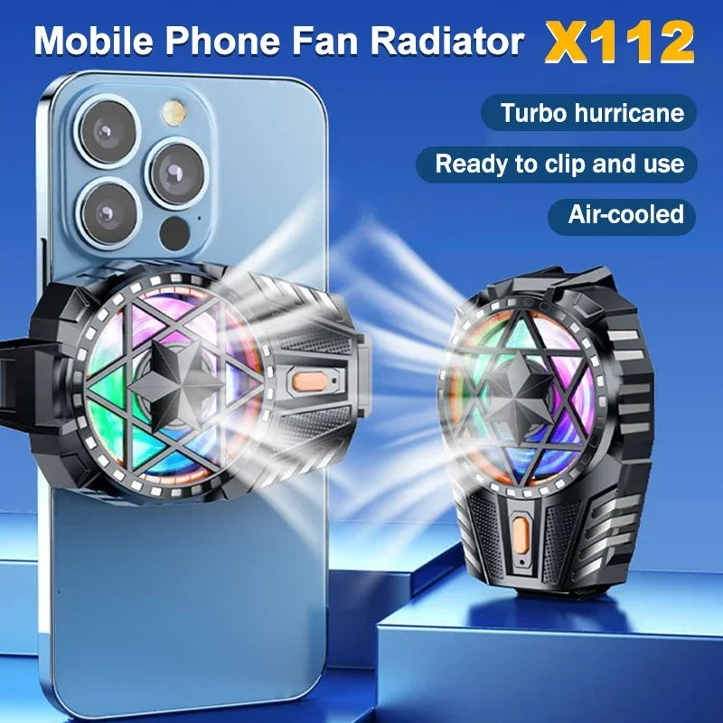 X112 Mobile Phone Game Cooler – Air-Cooled RGB Back Clip for iPhone & Android
