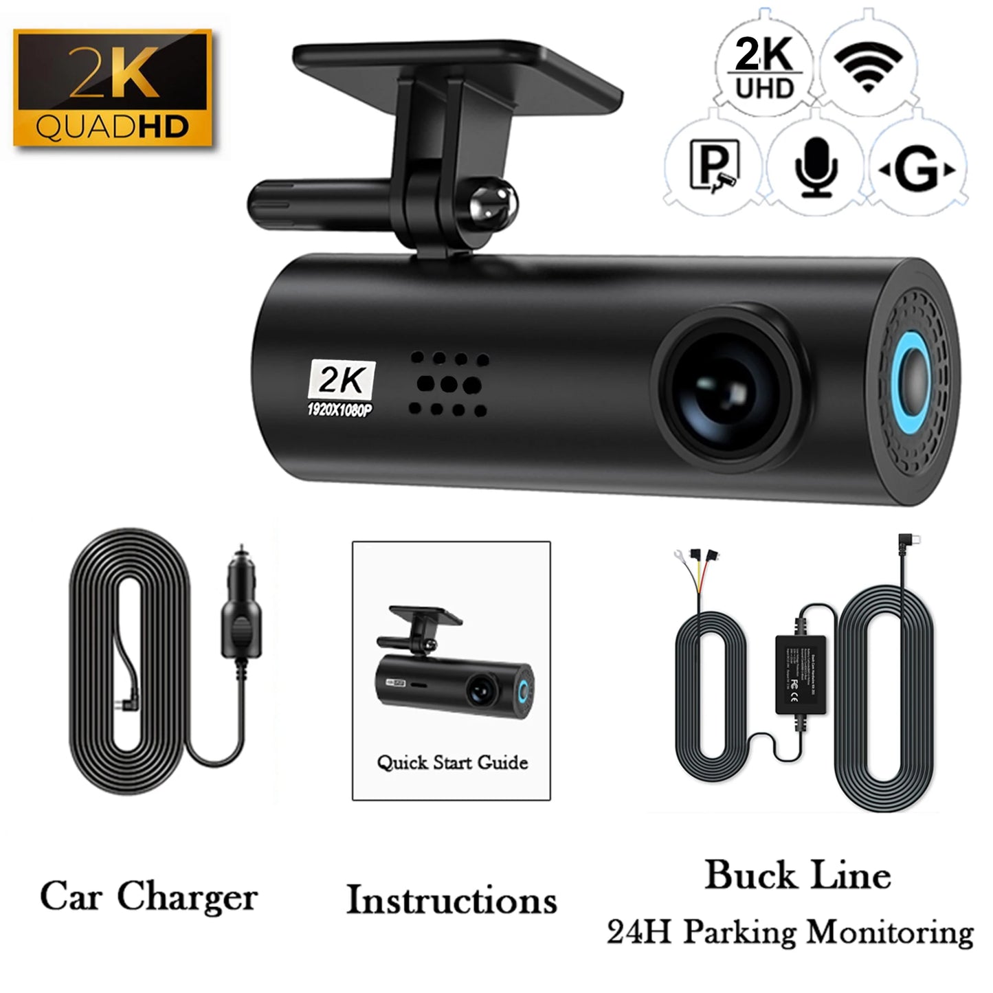 etymoofox 4K Mini Dash Cam – Ultra HD WiFi Car DVR with Night Vision & Parking Monitor