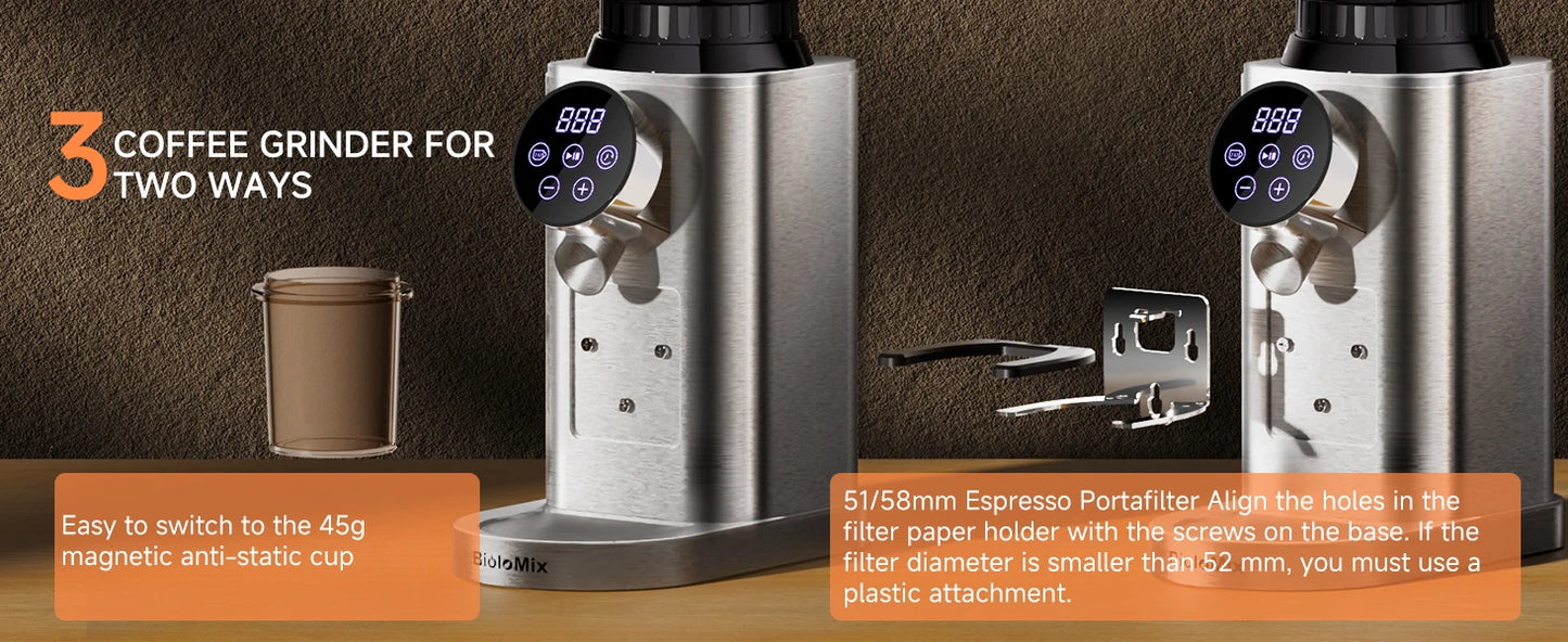 Biolomix Electric Burr Coffee Grinder – 48-Step Precision Espresso Grinder