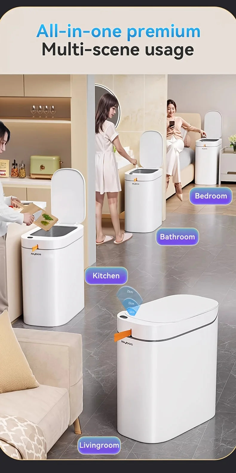 Smart Bag-Sucking Trash Can – Rechargeable Touchless Induction Waste Bin