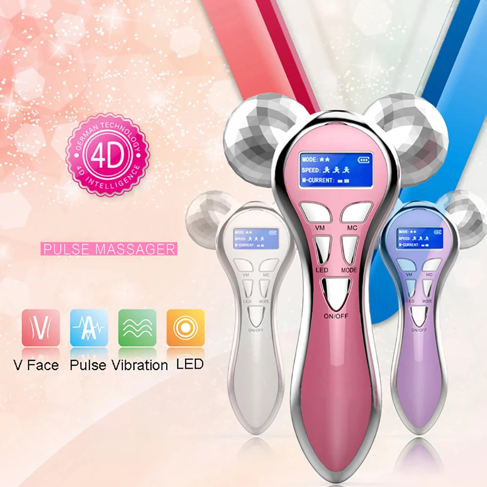 GLOMEVE 4D EMS Facial Roller – LED Vibration Face Lift & Anti-Aging Tool