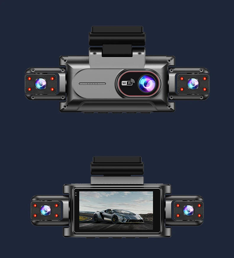 360° 4-Lens Dash Cam 1080P – WiFi Car DVR with Night Vision & Loop Recording