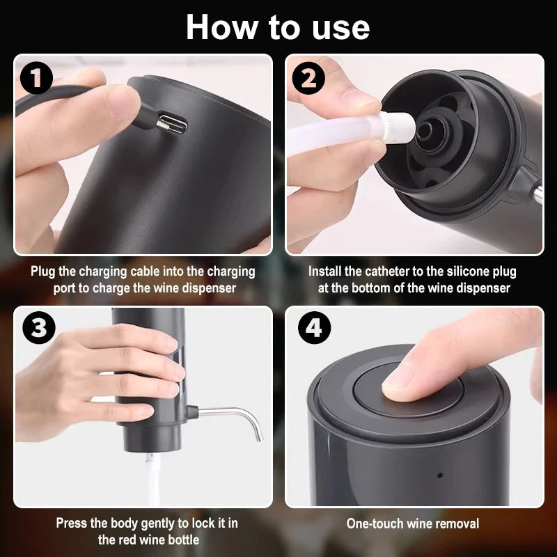 Electric Wine Decanter & Aerator – USB-C Rechargeable Instant Decanting for Wine Lovers