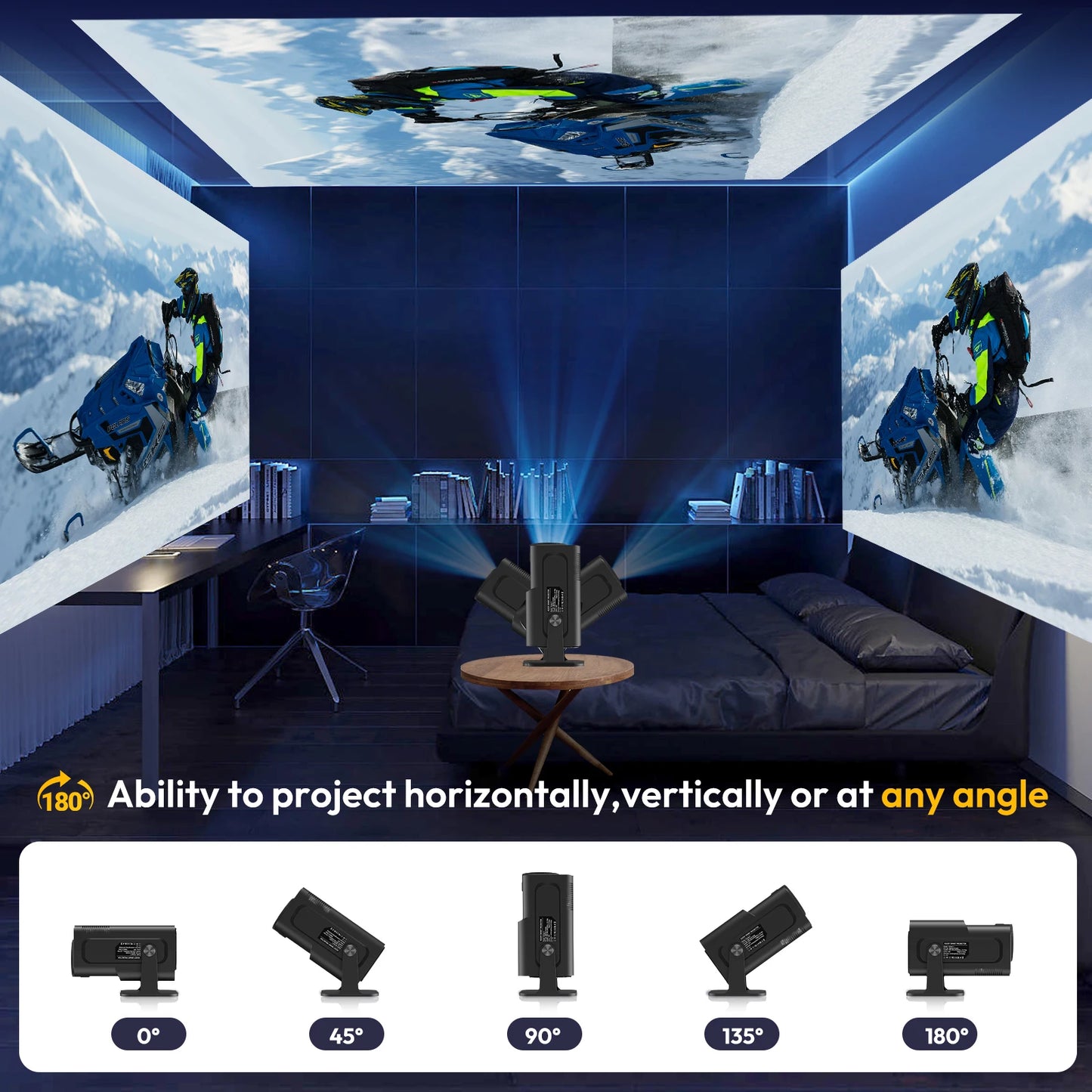 Portable 4K Android Projector – Full HD 1080P, Bluetooth, Indoor & Outdoor Use