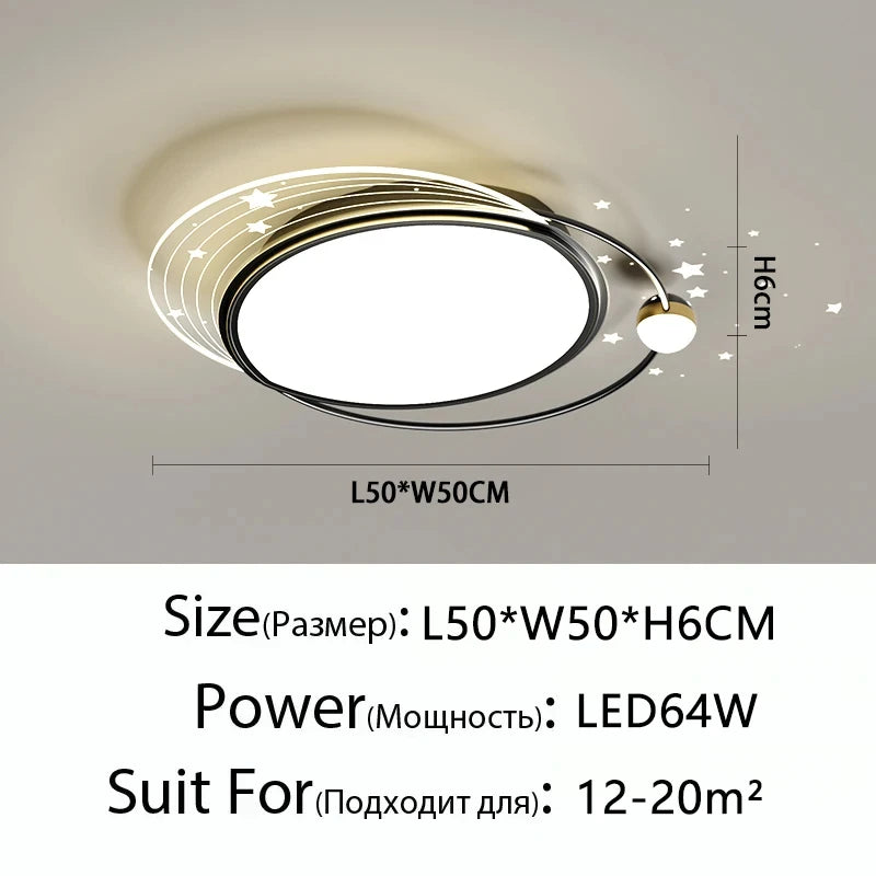 AuroraRealm Modern Ceiling Light with Remote | Gold LED Ceiling Lamp, 90–260V