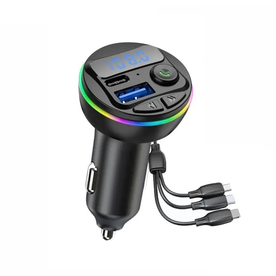 Car Bluetooth FM Transmitter with Dual USB Phone Charger – Hands-Free Music & Calls (12V, CE Certified)