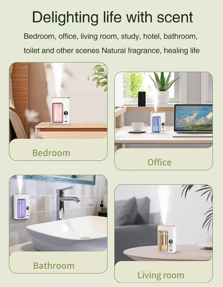 ZAOXI Smart Aromatherapy Diffuser – USB-C Rechargeable, Ultra-Quiet, Wall or Desk Mount