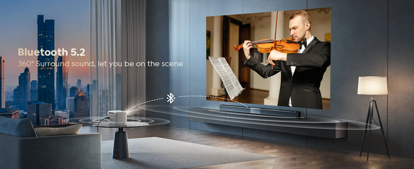 WiFi Bluetooth Projector – Auto Focus, Zoom, Outdoor Home Theater