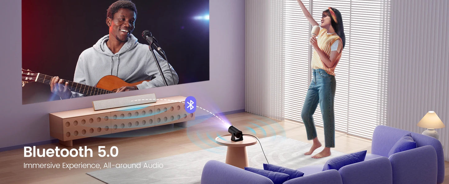 WIMIUS L1 Mini Smart Projector Android 11 | WiFi 6 Bluetooth 5.2 | 300 ANSI | 1080P Support Portable Home Theatre